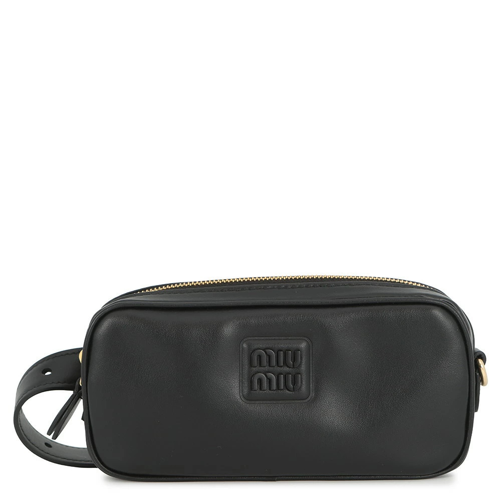 Miu Miu Waist Clutch Leather Body Bum Crossbody Belt Bag Black